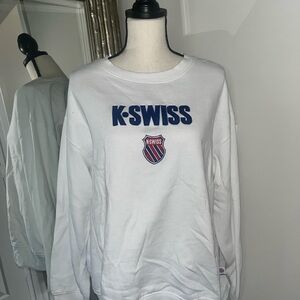K-Swiss White Sweatshirt with Blue Logo
